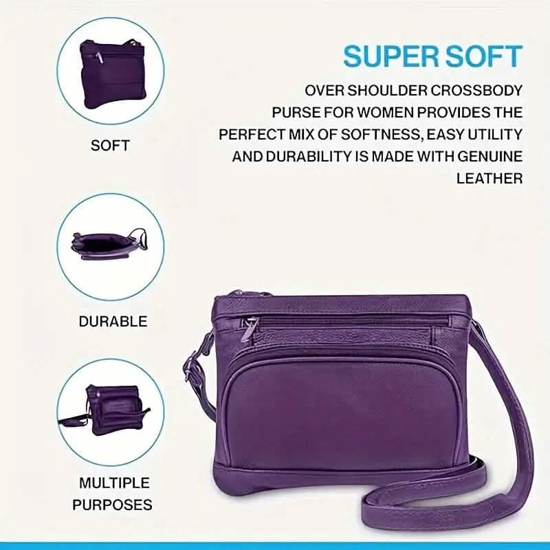Multi-Pocket Wide Crossbody Wide Leather Bag - A-1 Thread Vault