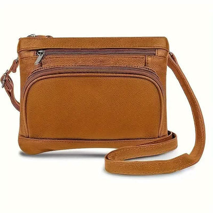Multi-Pocket Wide Crossbody Wide Leather Bag - A-1 Thread Vault