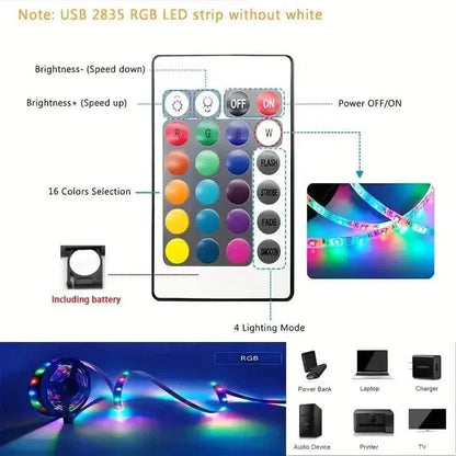 Multicolor LED Light Strip for TV with Remote Control - A-1 Thread Vault