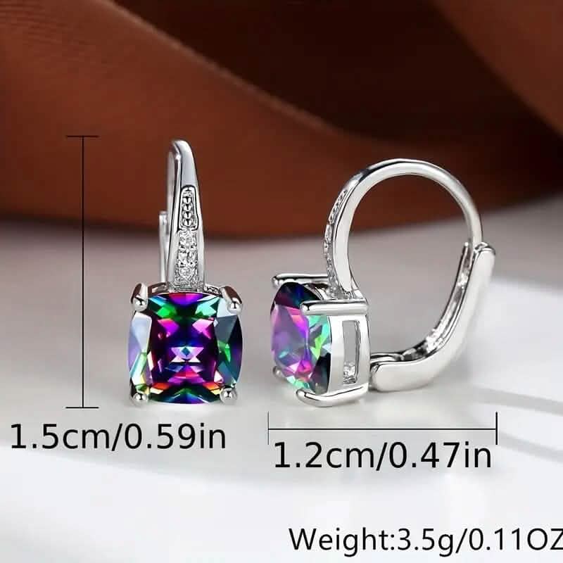 Multicolor Square Cut Stone Drop Earrings - A-1 Thread Vault