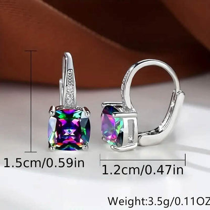 Multicolor Square Cut Stone Drop Earrings - A-1 Thread Vault