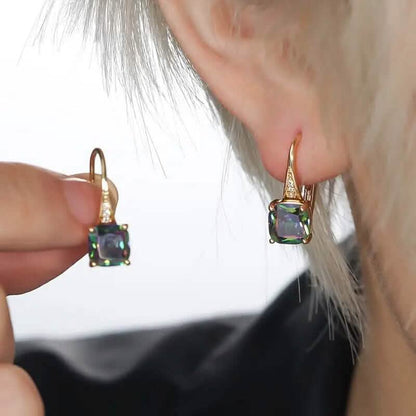 Multicolor Square Cut Stone Drop Earrings - A-1 Thread Vault