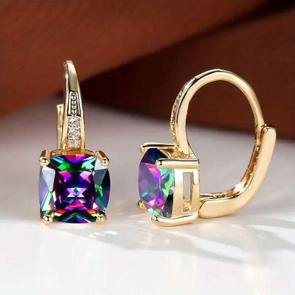 Multicolor Square Cut Stone Drop Earrings - A-1 Thread Vault