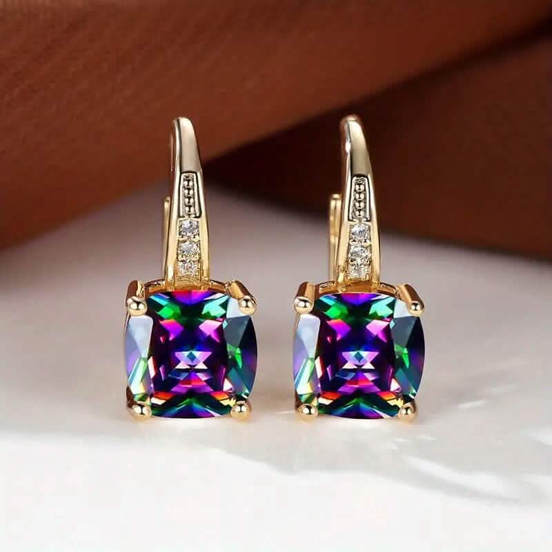 Multicolor Square Cut Stone Drop Earrings - A-1 Thread Vault