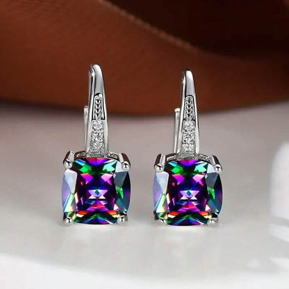 Multicolor Square Cut Stone Drop Earrings - A-1 Thread Vault