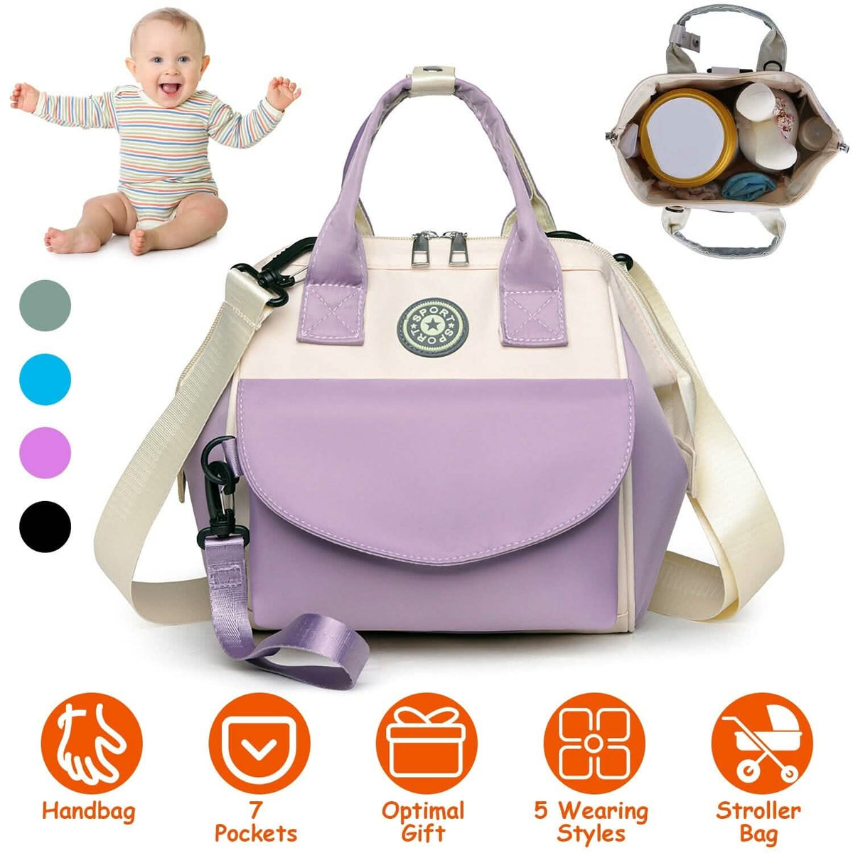 Multifunctional Diaper Changing Bag with 2 Insulated Pockets Commute Bag - A-1 Thread Vault
