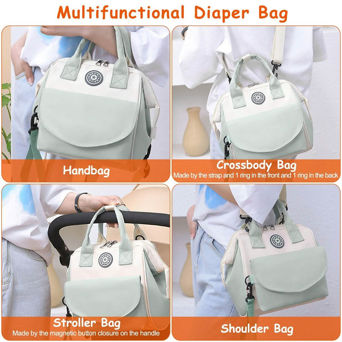 Multifunctional Diaper Changing Bag with 2 Insulated Pockets Commute Bag - A-1 Thread Vault