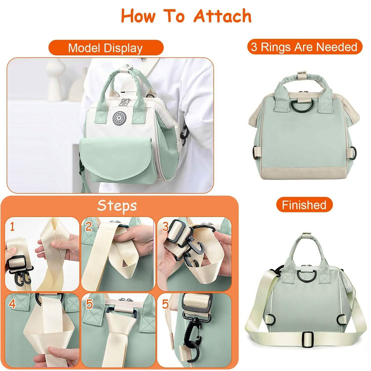 Multifunctional Diaper Changing Bag with 2 Insulated Pockets Commute Bag - A-1 Thread Vault