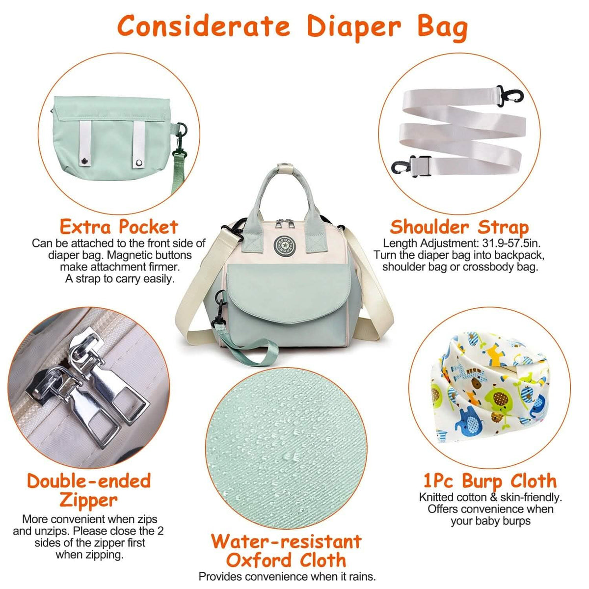 Multifunctional Diaper Changing Bag with 2 Insulated Pockets Commute Bag - A-1 Thread Vault