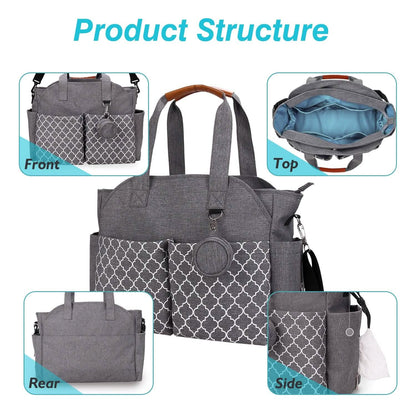 Multifunctional Diaper Changing Tote Bag with Adjustable Messenger Strap - A-1 Thread Vault