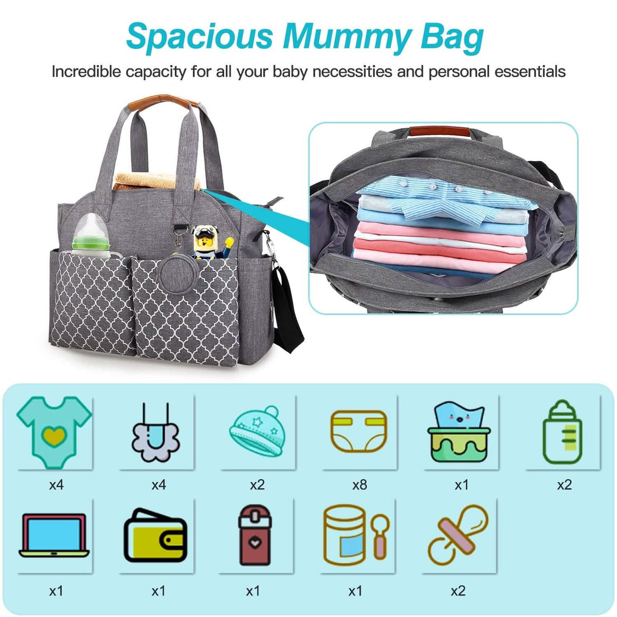 Multifunctional Diaper Changing Tote Bag with Adjustable Messenger Strap - A-1 Thread Vault