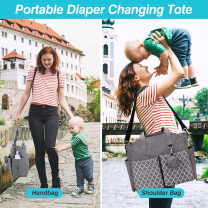 Multifunctional Diaper Changing Tote Bag with Adjustable Messenger Strap - A-1 Thread Vault