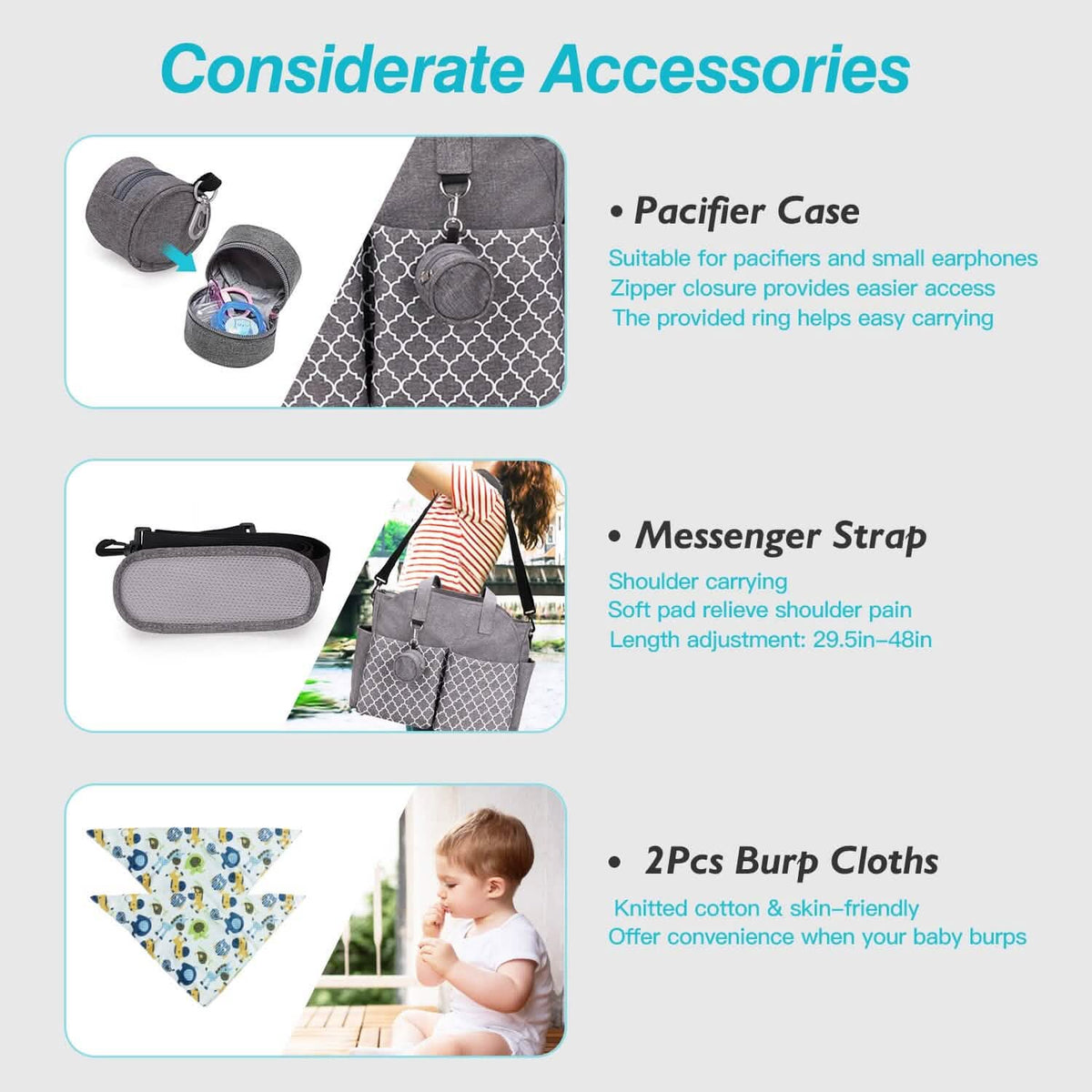 Multifunctional Diaper Changing Tote Bag with Adjustable Messenger Strap - A-1 Thread Vault