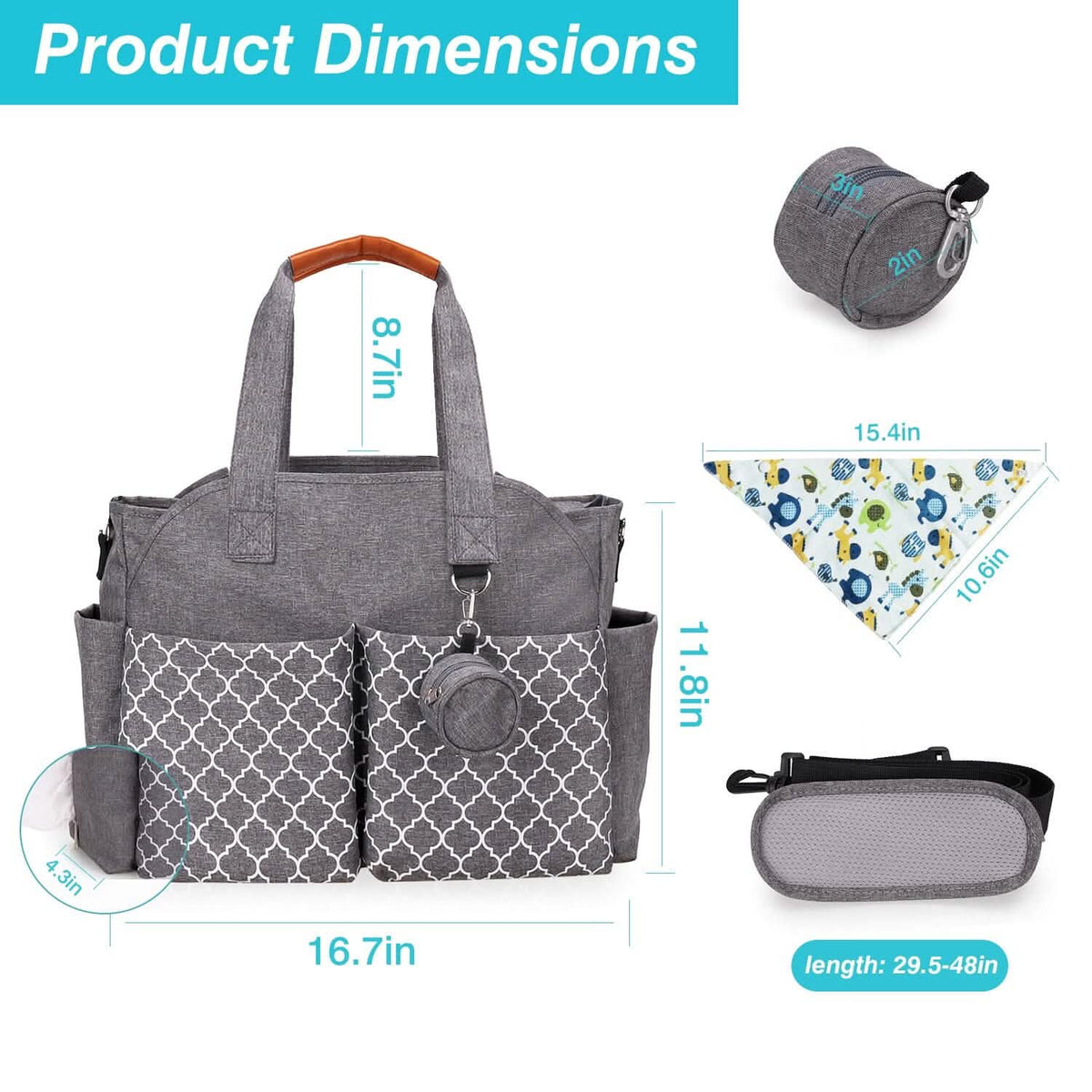Multifunctional Diaper Changing Tote Bag with Adjustable Messenger Strap - A-1 Thread Vault