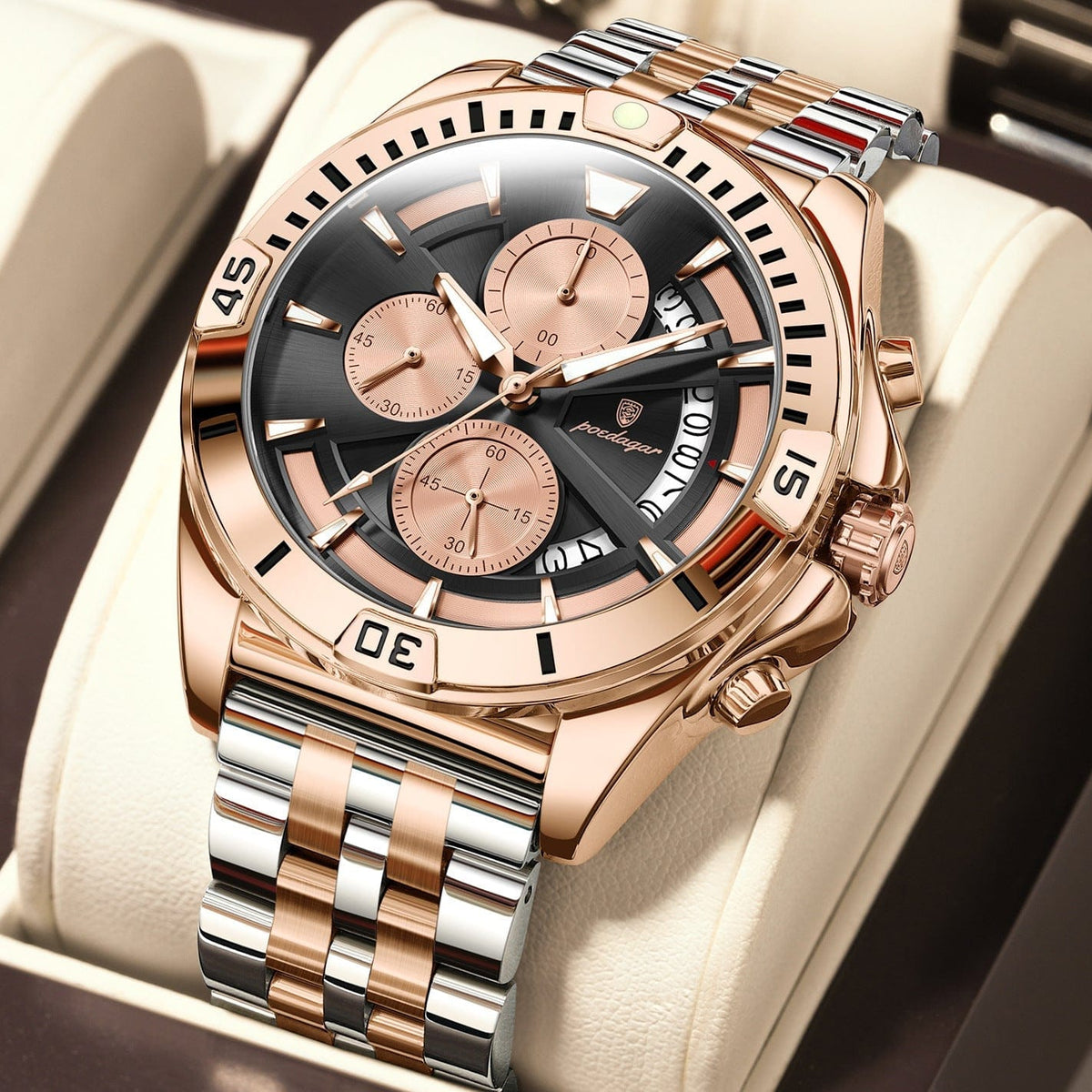 Multifunctional Dual-button Butterfly-clasp Waterproof Mens Watch - A-1 Thread Vault
