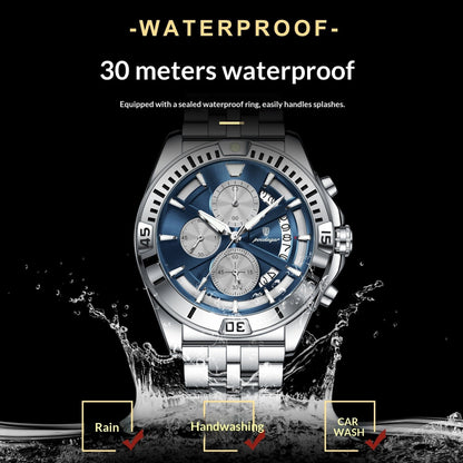 Multifunctional Dual-button Butterfly-clasp Waterproof Mens Watch - A-1 Thread Vault