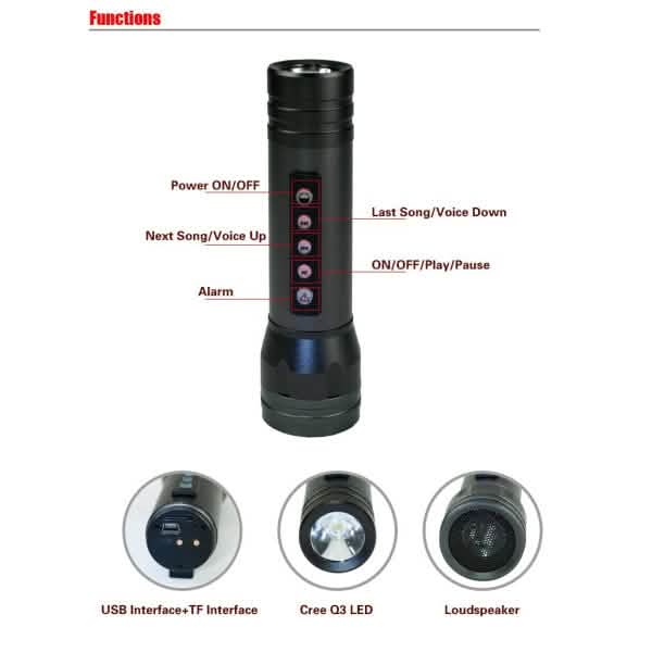 Multifunctional MP3 Music Torch - A-1 Thread Vault