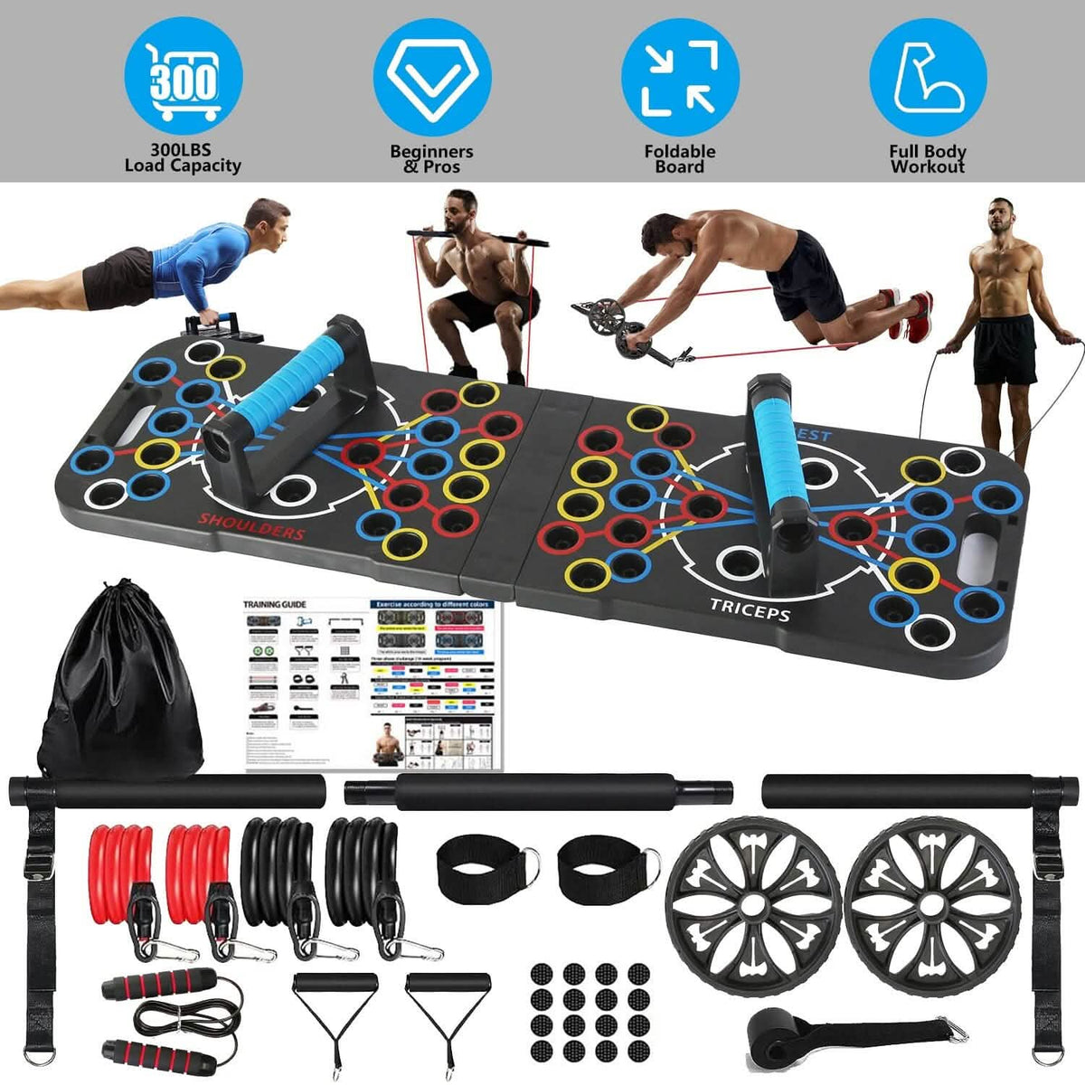 Multifunctional Push Up Board Home Strength Training Equipment with 15 Fitness Accessories - A-1 Thread Vault