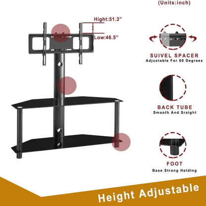 Multifunctional Tempered Glass Metal Frame Floor TV Stand - A-1 Thread Vault