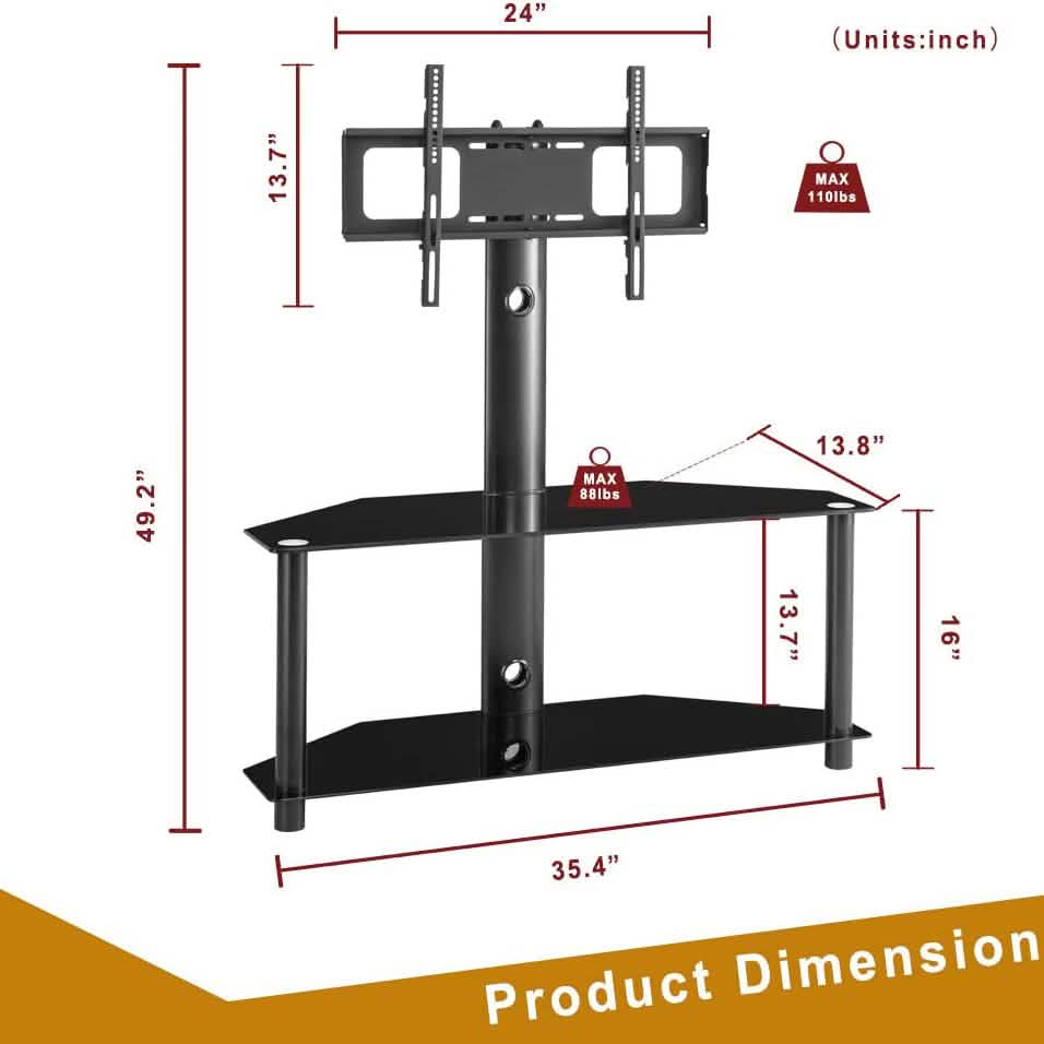 Multifunctional Tempered Glass Metal Frame Floor TV Stand - A-1 Thread Vault