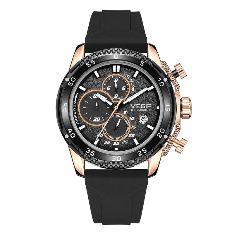 Multifunctional Three-eye Chronograph With Silicone Strap - A-1 Thread Vault