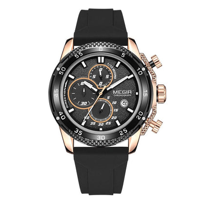 Multifunctional Three-eye Chronograph With Silicone Strap - A-1 Thread Vault