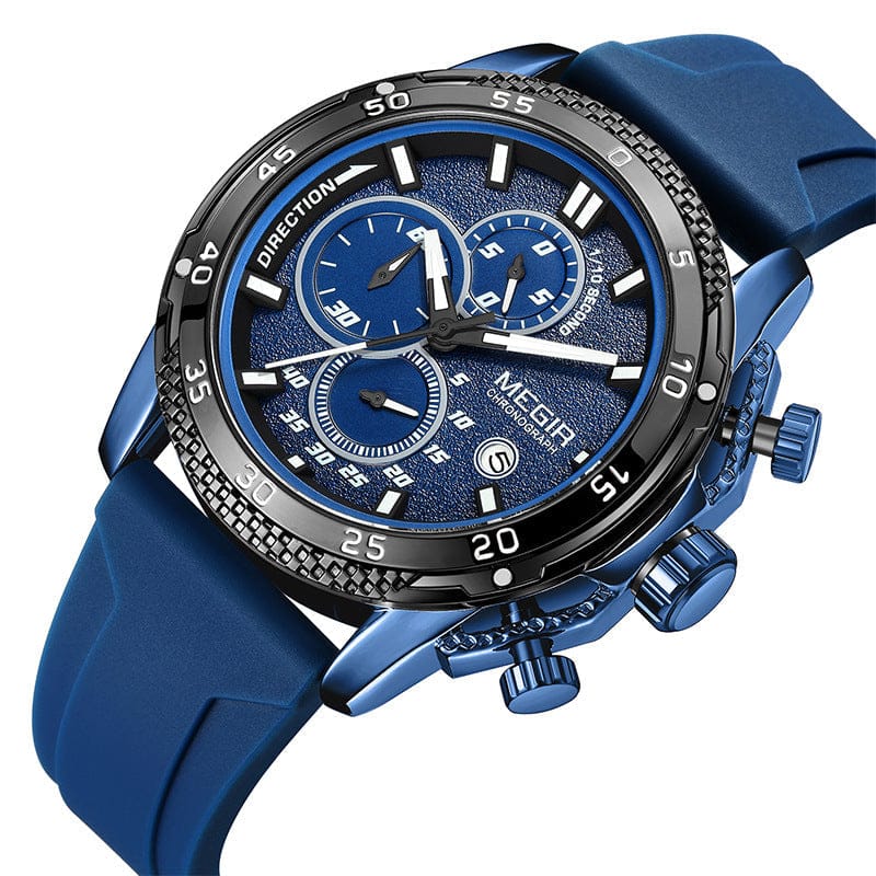 Multifunctional Three-eye Chronograph With Silicone Strap - A-1 Thread Vault