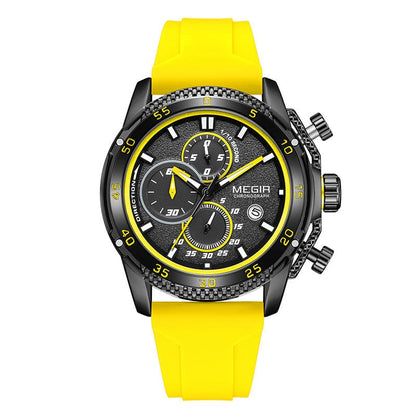 Multifunctional Three-eye Chronograph With Silicone Strap - A-1 Thread Vault