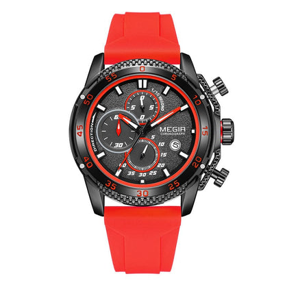 Multifunctional Three-eye Chronograph With Silicone Strap - A-1 Thread Vault
