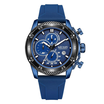 Multifunctional Three-eye Chronograph With Silicone Strap - A-1 Thread Vault