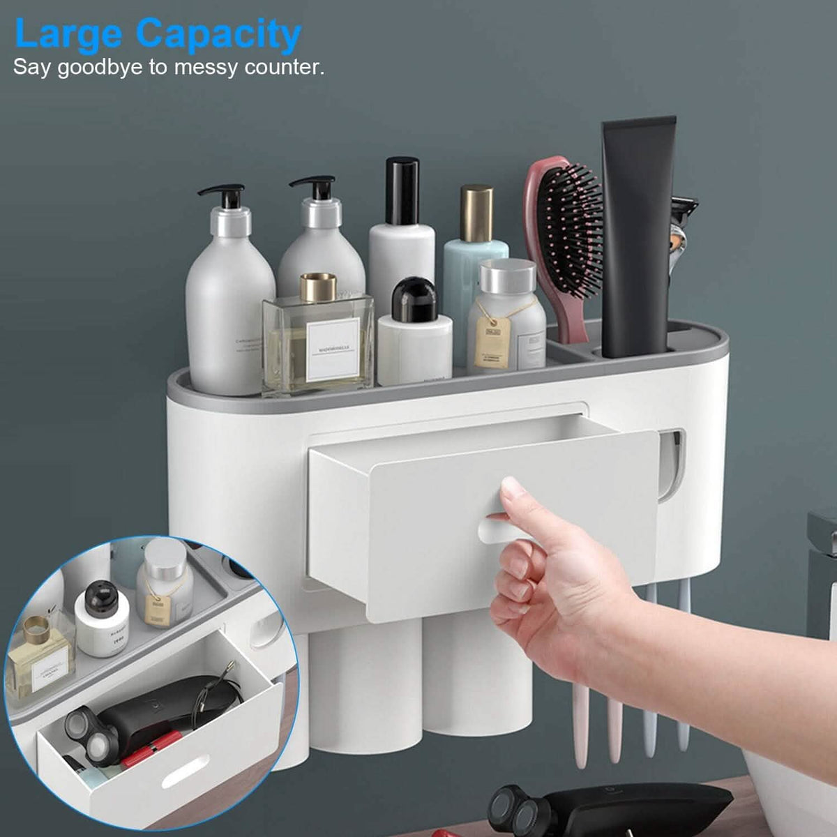 Multifunctional Wall Mount Toothbrush Holder Rack Organizer - A-1 Thread Vault