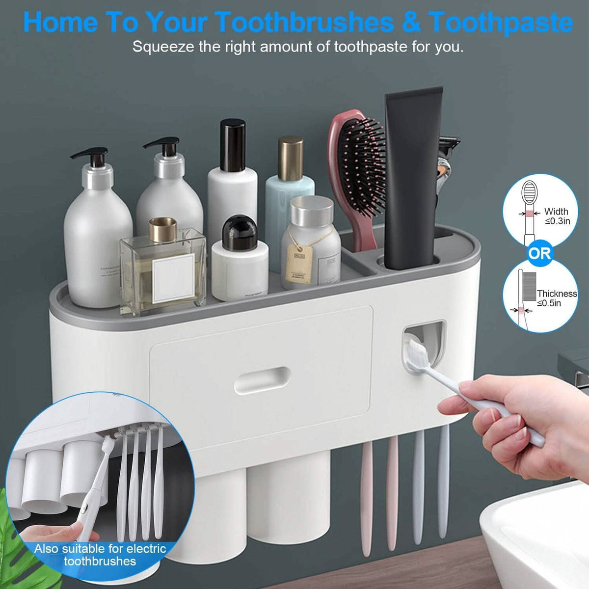 Multifunctional Wall Mount Toothbrush Holder Rack Organizer - A-1 Thread Vault