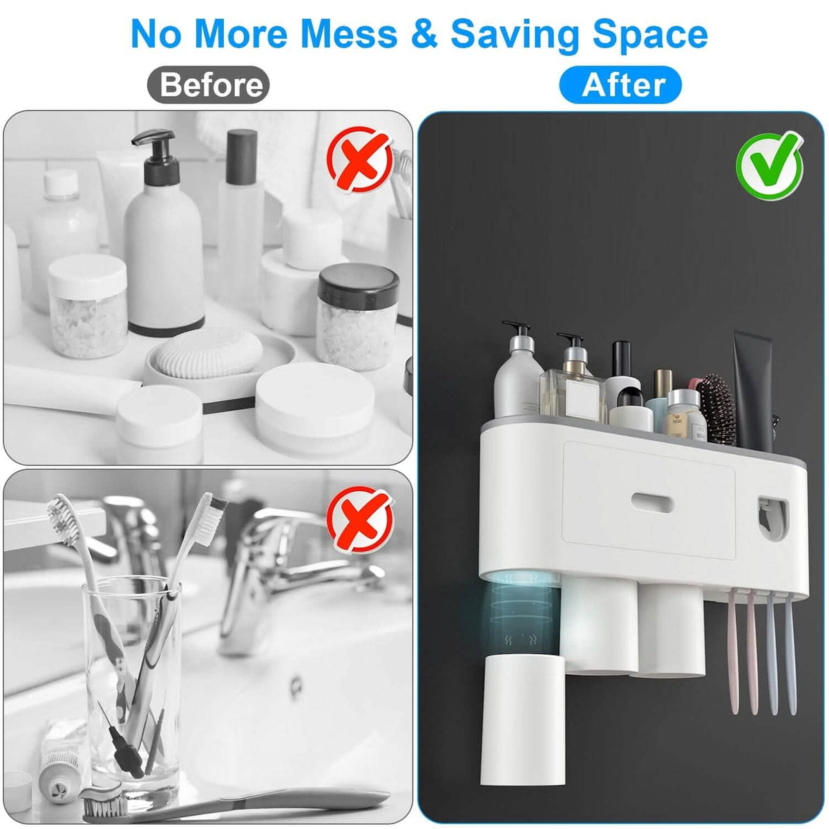 Multifunctional Wall Mount Toothbrush Holder Rack Organizer - A-1 Thread Vault