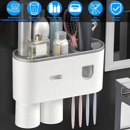Multifunctional Wall Mount Toothbrush Holder Rack Organizer - A-1 Thread Vault