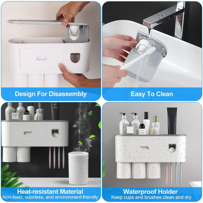Multifunctional Wall Mount Toothbrush Holder Rack Organizer - A-1 Thread Vault