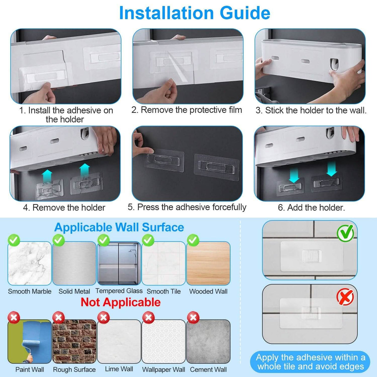 Multifunctional Wall Mount Toothbrush Holder Rack Organizer - A-1 Thread Vault