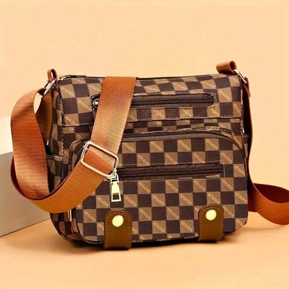 Multiple Pockets Trendy Plaid Crossbody Bag - A-1 Thread Vault