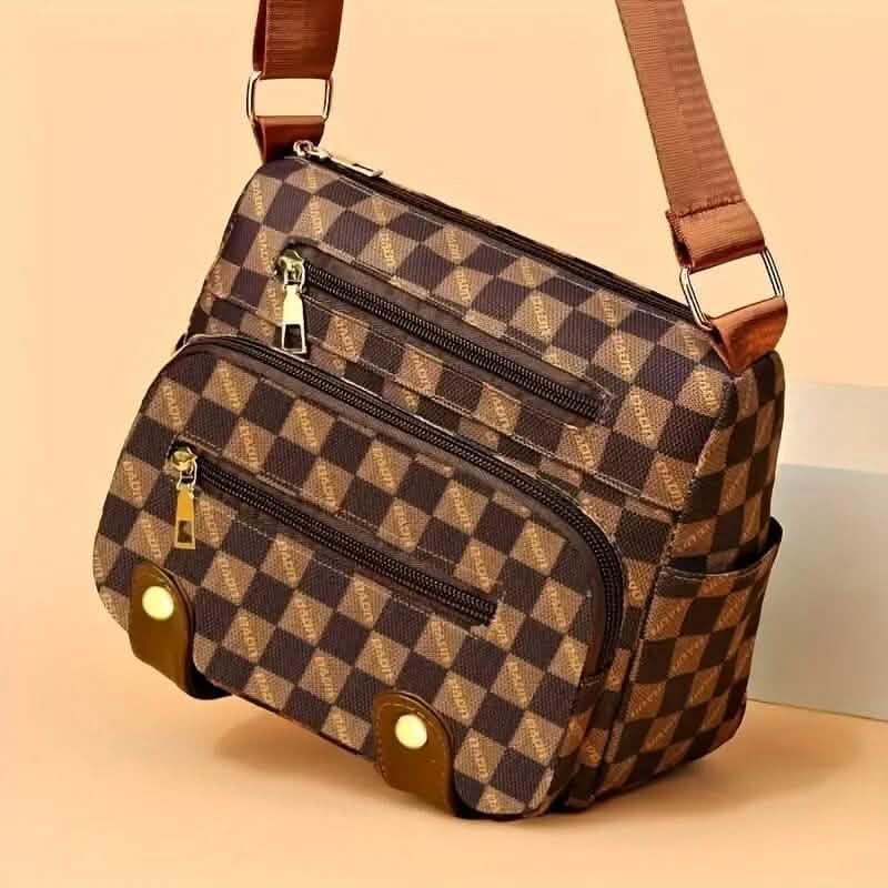 Multiple Pockets Trendy Plaid Crossbody Bag - A-1 Thread Vault
