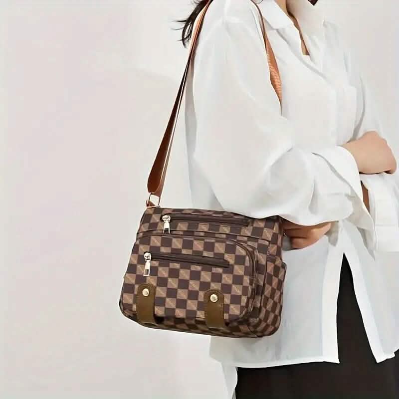 Multiple Pockets Trendy Plaid Crossbody Bag - A-1 Thread Vault