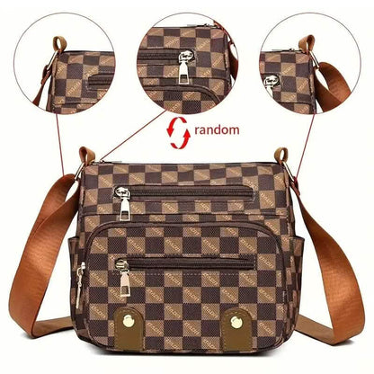 Multiple Pockets Trendy Plaid Crossbody Bag - A-1 Thread Vault