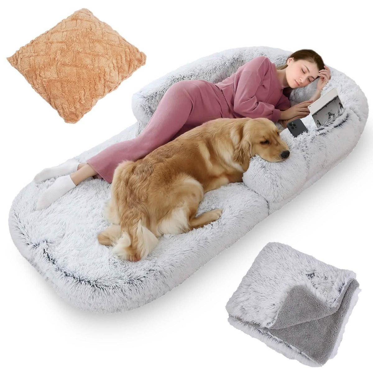 Napping Human-Sized Dog Bed Machine Washable Zipped Removable Cover - A-1 Thread Vault