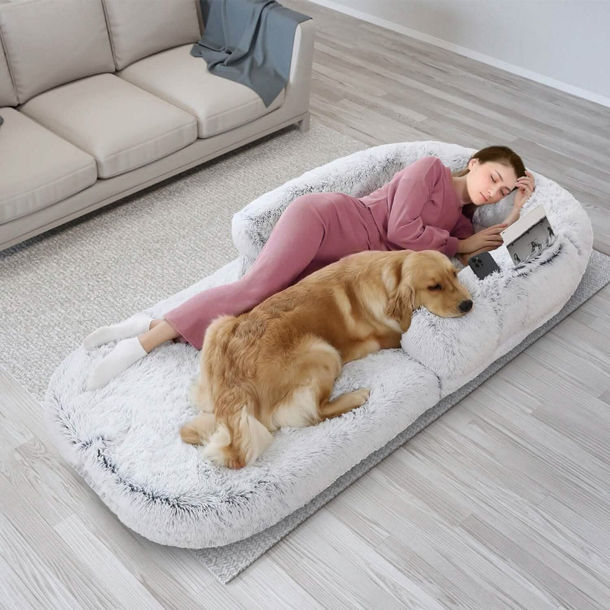 Napping Human-Sized Dog Bed Machine Washable Zipped Removable Cover - A-1 Thread Vault