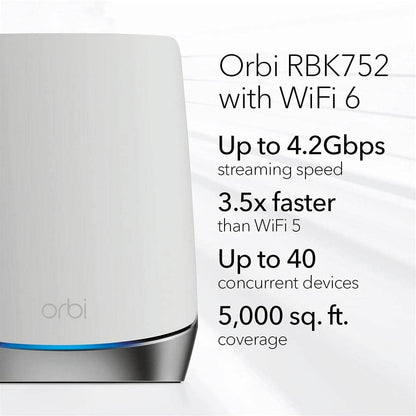 NETGEAR Orbi Whole Home Tri-band Mesh WiFi 6 System (RBK752) (Refurbished) - A-1 Thread Vault