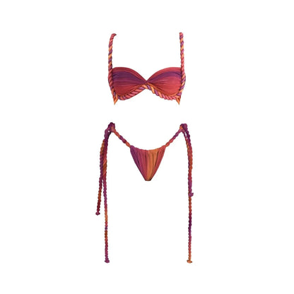 New 3Pcs Crochet Bikini Women Swimsuit Sexy Swimwear Halter Biquini Push Up Swim Suit Strappy Bodysuit Female Bathsuit Beachwear - A-1 Thread Vault