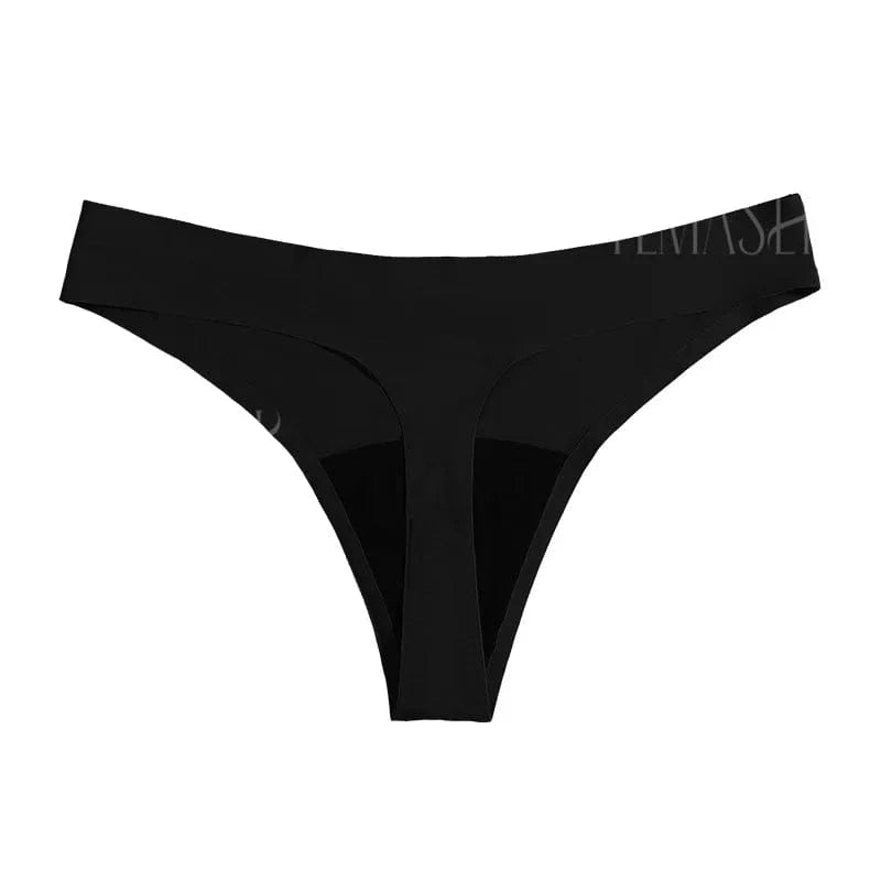 New Design Seamless Low Waist Leak Proof 4 Layer Menstrual Panties Washable Light Flow Period Panties For Women Thong - A-1 Thread Vault