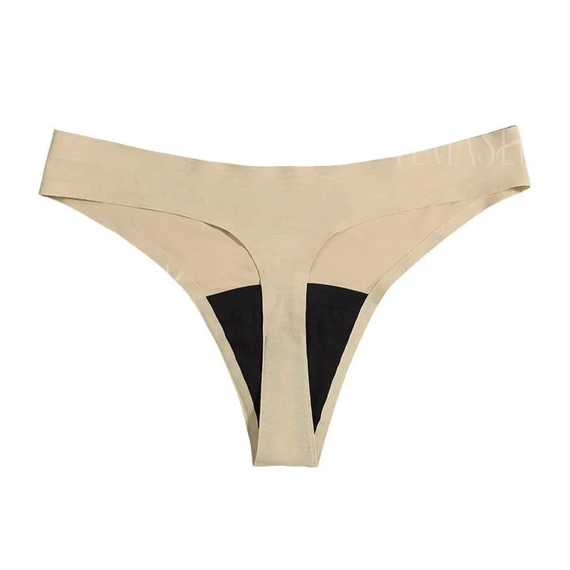 New Design Seamless Low Waist Leak Proof 4 Layer Menstrual Panties Washable Light Flow Period Panties For Women Thong - A-1 Thread Vault