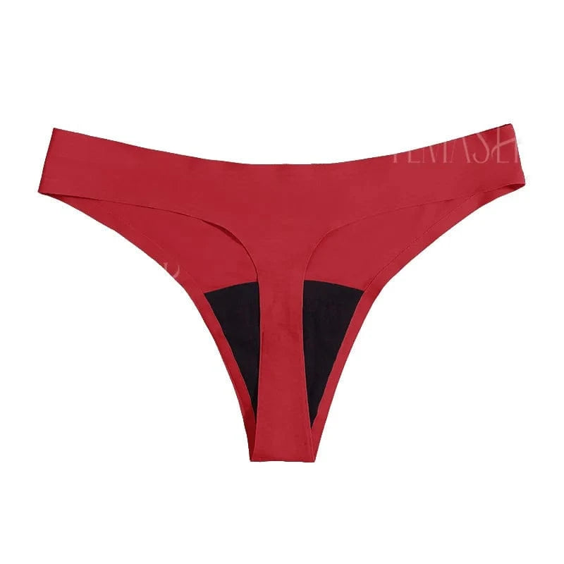 New Design Seamless Low Waist Leak Proof 4 Layer Menstrual Panties Washable Light Flow Period Panties For Women Thong - A-1 Thread Vault