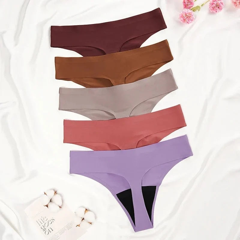 New Design Seamless Low Waist Leak Proof 4 Layer Menstrual Panties Washable Light Flow Period Panties For Women Thong - A-1 Thread Vault