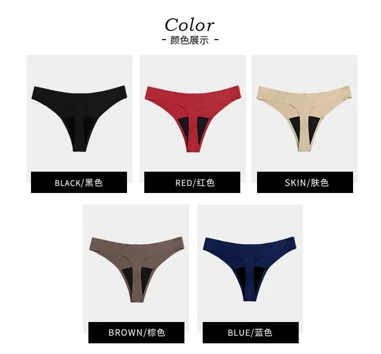 New Design Seamless Low Waist Leak Proof 4 Layer Menstrual Panties Washable Light Flow Period Panties For Women Thong - A-1 Thread Vault