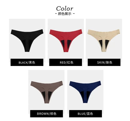 New Design Seamless Low Waist Leak Proof 4 Layer Menstrual Panties Washable Light Flow Period Panties For Women Thong - A-1 Thread Vault